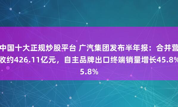 中国十大正规炒股平台 广汽集团发布半年报：合并营收约426.11亿元，自主品牌出口终端销量增长45.8%